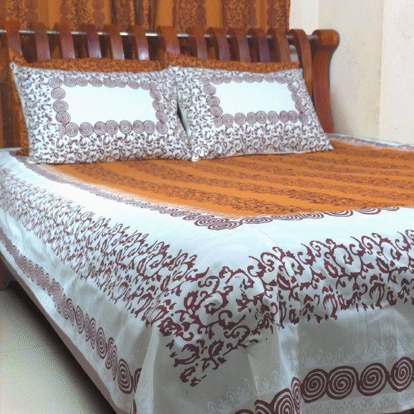 100% Fine Fabric Cotton Block Printed BedSheet | 1 PS BedSheet + 2 Ps Pillow Covers - Image 2