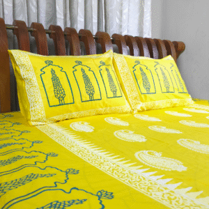 100% Twill Fabric Cotton Block Printed BedSheet | 1 PS BedSheet + 2 Ps Pillow Covers