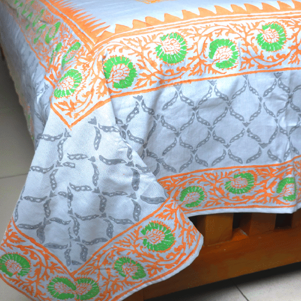100% Twill Fabric Cotton Block Printed BedSheet | 1 PS BedSheet + 2 Ps Pillow Covers - Image 2