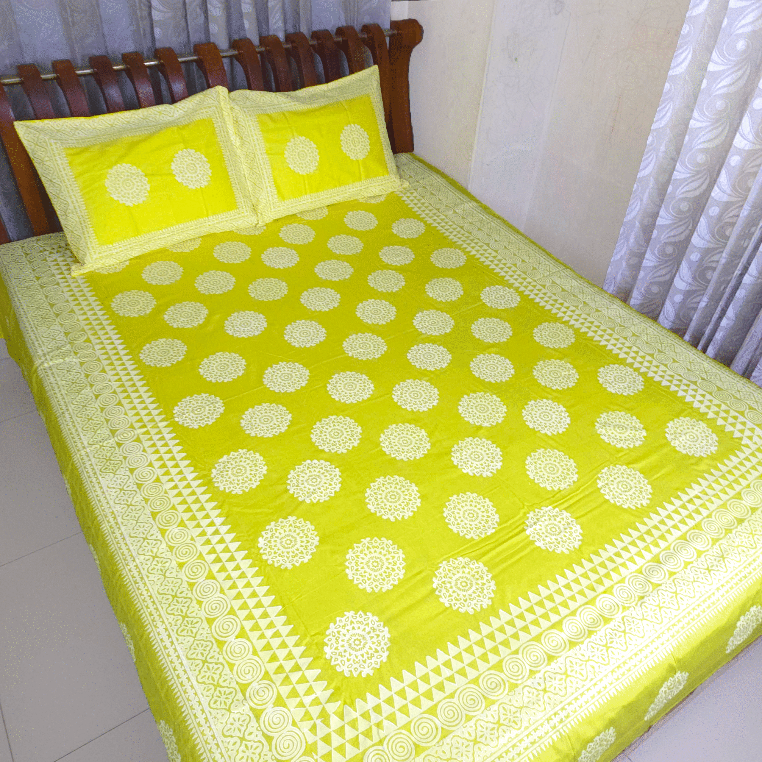 100% Twill Fabric Cotton Block Printed BedSheet | 1 PS BedSheet + 2 Ps Pillow Covers - Image 2