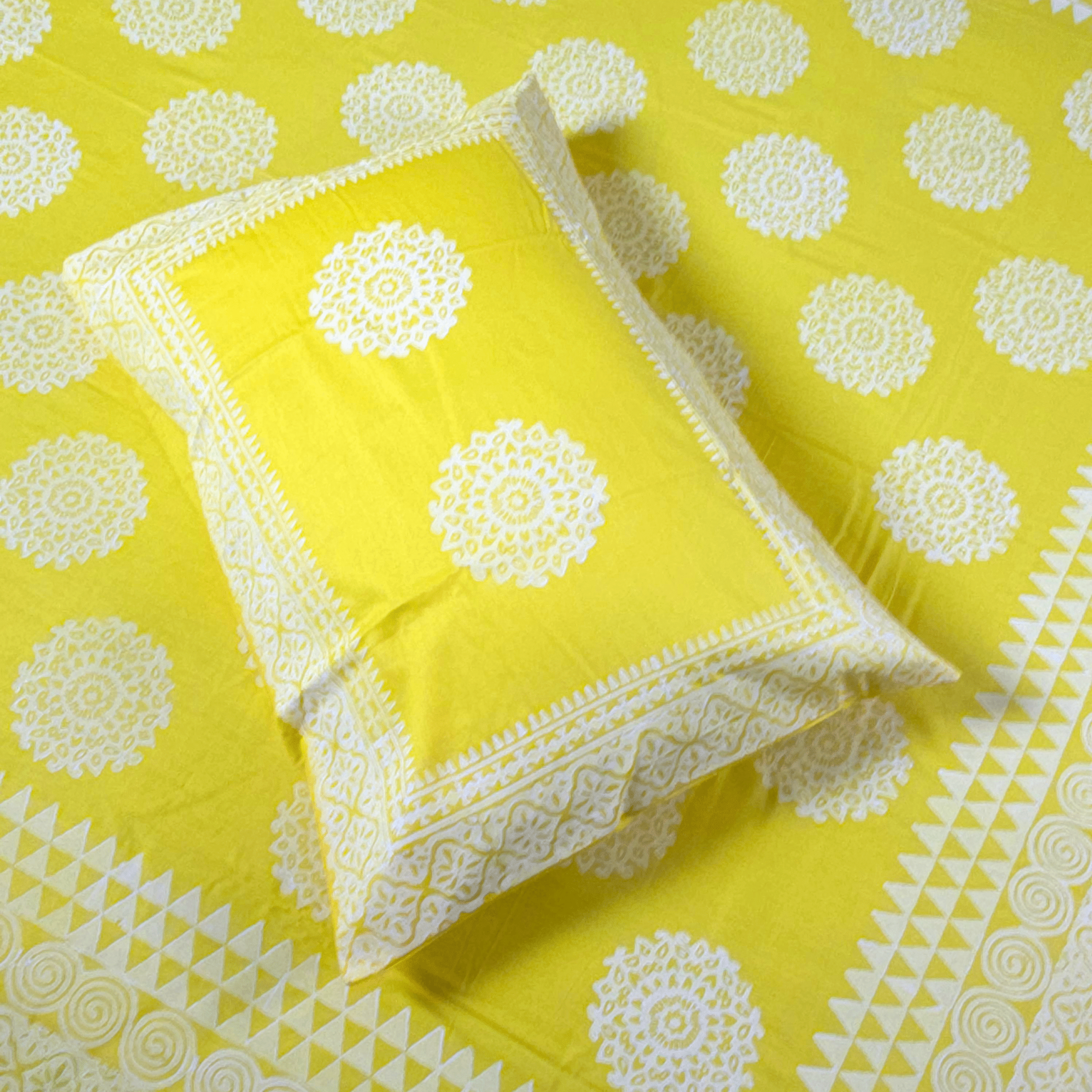 100% Twill Fabric Cotton Block Printed BedSheet | 1 PS BedSheet + 2 Ps Pillow Covers - Image 3
